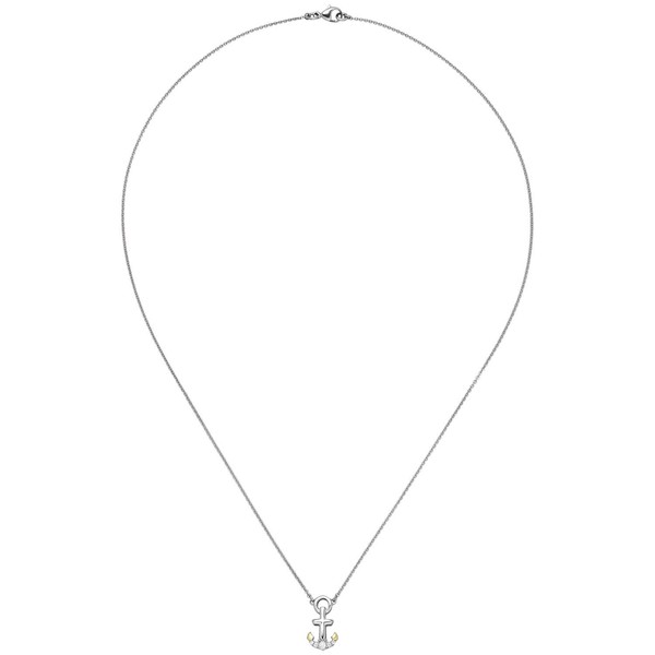 Collier mit Anhänger Anker 925 Silber 5 Zirkonia 45cm