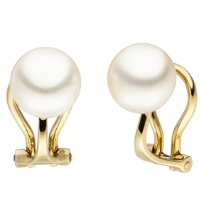 Ohrclips mit Süßwasser Perlen 585 Gold Gelbgold schlicht Ohrringe Ohrschmuck