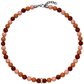Collier Halskette mit Swarovski Perlen multicolor rot Zirkonia Edelstahl 42-45cm