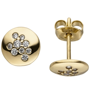 Ohrstecker mit 18 Zirkonia 333 Gold Gelbgold rund glänzend Ohrringe Ohrschmuck Ohrstecker mit 18 Zirkonia 333 Gold Gelbgold rund glänzend Ohrringe Ohrschmuck