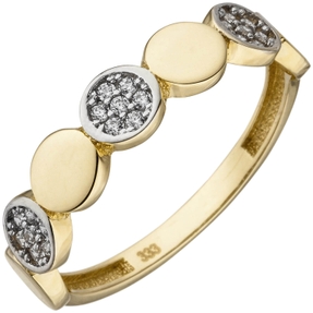 Ring Damenring mit 21 Zirkonia 333 Gold Gelbgold Fingerring Goldring 4,7mm breit