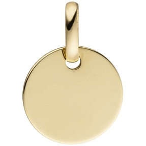 Anhänger Gravurplatte Ø10mm Kreis rund aus 333 Gold Gelbgold glänzend flach