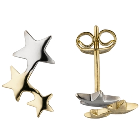 Ohrstecker 3 Sterne aus 333 Gold Gelbgold bicolor Ohrringe Ohrschmuck 13x8,4mm Ohrstecker 3 Sterne aus 333 Gold Gelbgold bicolor Ohrringe Ohrschmuck 13x8,4mm
