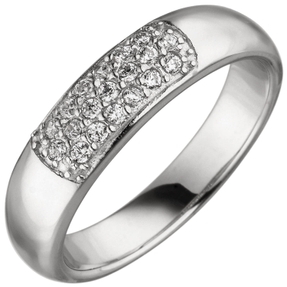 Ring Damenring mit 19 Zirkonia weiß aus 925 Silber 5mm breit Fingerschmuck Ring Damenring mit 19 Zirkonia weiß aus 925 Silber 5mm breit Fingerschmuck