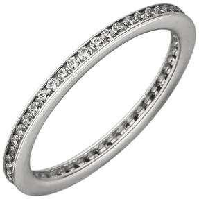Schmaler Ring Memoryring aus 925 Silber weiße Zirkonia rundum 1,9mm breit