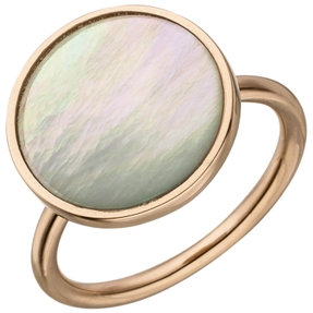 Ring Damenring mit Perlmutt-Einlage schimmernd rund 925 Silber rotgold vergoldet Ring Damenring mit Perlmutt-Einlage schimmernd rund 925 Silber rotgold vergoldet