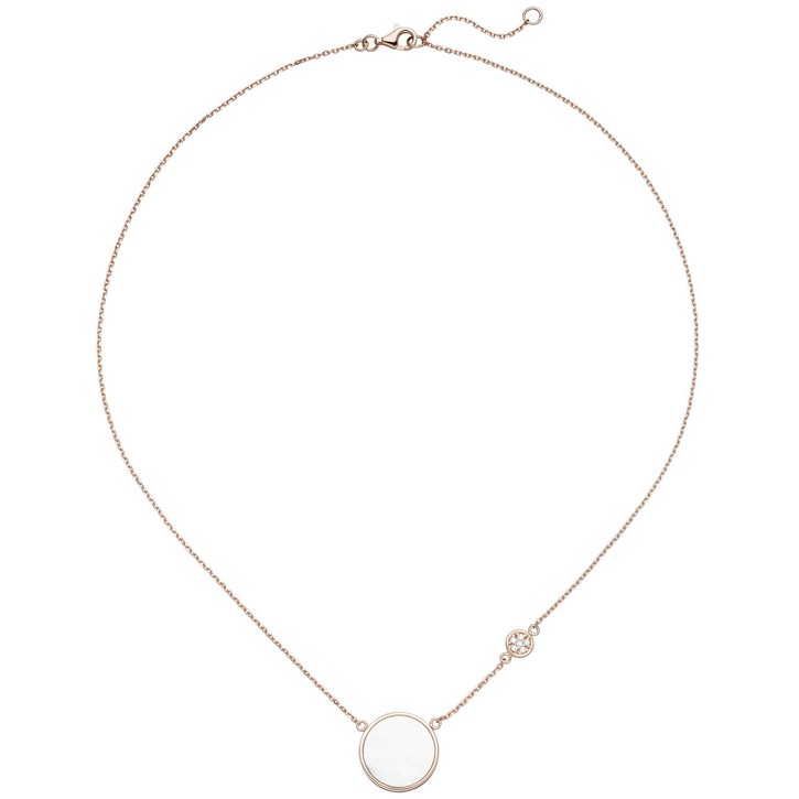 Collier Perlmutt und Zirkonia 925 Silber rotvergoldet