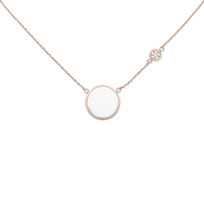 Collier Halskette Perlmutt-Einlagen rund 6 Zirkonia 925 Silber rotvergoldet 45cm