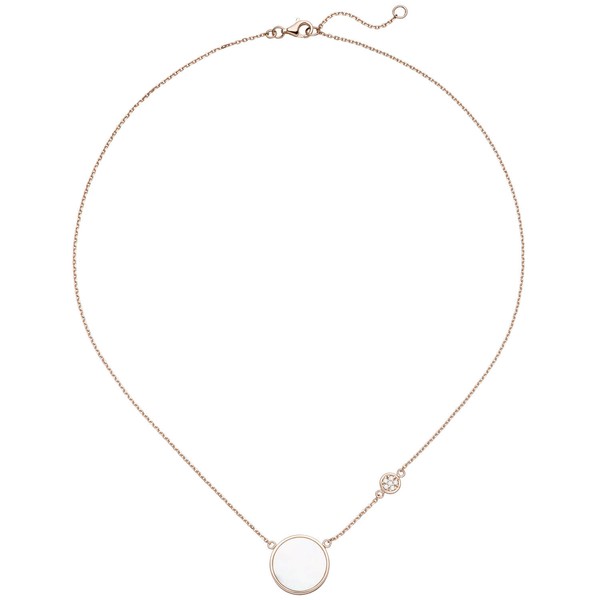 Collier Perlmutt und Zirkonia 925 Silber rotvergoldet