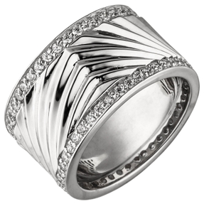 Breiter Ring 11,8mm Damenring aus 925 Silber mit Zirkonia rundum Fingerring Breiter Ring 11,8mm Damenring aus 925 Silber mit Zirkonia rundum Fingerring