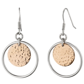 Ohrringe Ohrhänger Disc im Kreis 925 Silber teilvergoldet bicolor gehämmert Ohrringe Ohrhänger Disc im Kreis 925 Silber teilvergoldet bicolor gehämmert