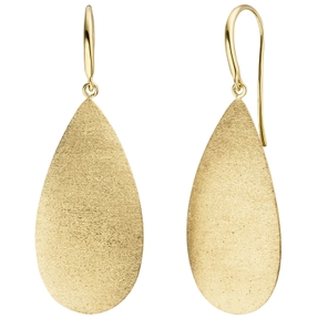 Ohrringe Ohrhänger Tropfen Tropfenform 925 Silber vergoldet Ohrschmuck mattiert