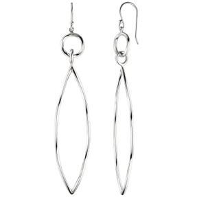 Ohrringe Ohrhänger spitzoval aus 925 rhodiniert Silber Ohrhaken 87x16,7mm Damen