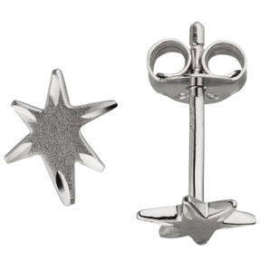 Ohrstecker Stern Sterne aus 925 Silber mattiert 7,9x5,7mm Ohrschmuck Ohrringe