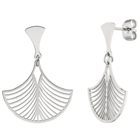 Ohrringe Ohrhänger Ginkgo Ginkoblatt Silhouette Edelstahl Hängerstecker Damen
