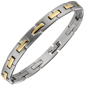 Armband Armreif aus Edelstahl bicolor teilmattiert Armschmuck 21cm schlicht flach Armband Armreif aus Edelstahl bicolor teilmattiert Armschmuck 21cm schlicht flach