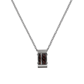 Herren Kette mit Anhänger Edelstahl mattiert Carbon-Einlagen & roten Effekten Herren Kette mit Anhänger Edelstahl mattiert Carbon-Einlagen & roten Effekten