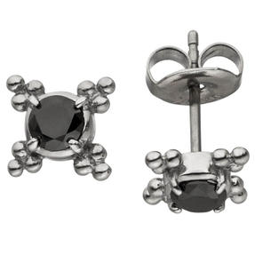 Ohrstecker Ohrschmuck aus Edelstahl 7,7mm mit Zirkonia schwarz Ohrringe Damen Ohrstecker Ohrschmuck aus Edelstahl 7,7mm mit Zirkonia schwarz Ohrringe Damen