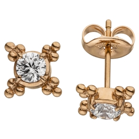 Ohrstecker Ohrschmuck aus Edelstahl rot-vergoldet 7,7mm Zirkonia weiß Ohrringe Ohrstecker Ohrschmuck aus Edelstahl rot-vergoldet 7,7mm Zirkonia weiß Ohrringe