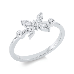 Ring aus 750 Gold Weißgold 7 Diamanten 0,41ct TW-SI B:7,1mm