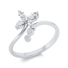 Ring aus 750 Gold Weißgold 6 Diamanten 0,39ct B:11,7mm
