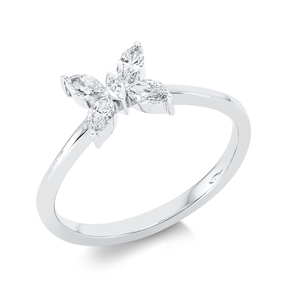 Ring aus 750 Gold Weißgold 5 Diamanten 0,39ct TW-SI B:6,8mm