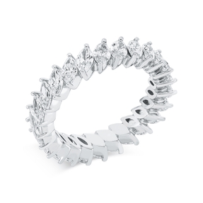 Memoire Ring aus 750 Weißgold 25 Diamanten Navette-Schliff 3,13ct TW-SI B:4,8mm