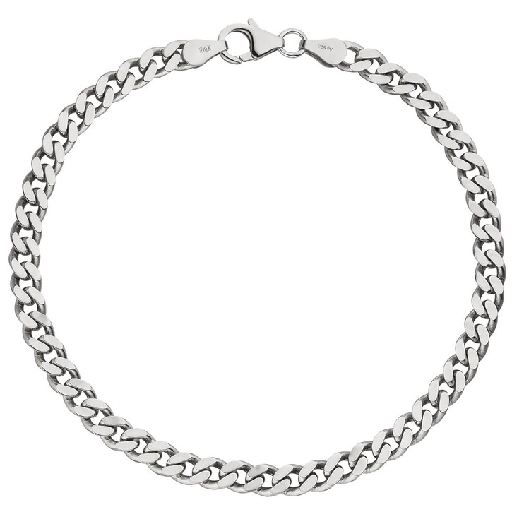 4,6mm Panzer-Armband aus 925 Silber 21cm
