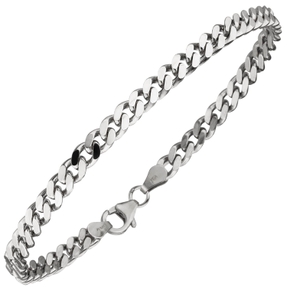 4,6mm Panzer-Armband Armkette Armschmuck aus 925 Silber rhodiniert 21cm Herren