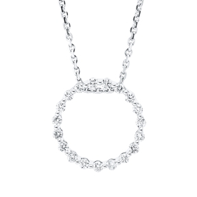 Collier Kreis aus 750 Gold Weißgold 19 Brillanten 0,21ct TW-SI L:45cm