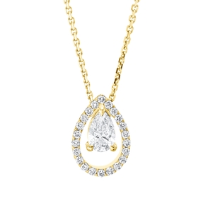 Collier Tropfen aus 750 Gold Gelbgold 23 Diamanten 0,46ct TW-SI L:45cm