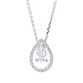 Collier Tropfen aus 750 Gold Weißgold 23 Diamanten 0,46ct TW-SI L:45cm