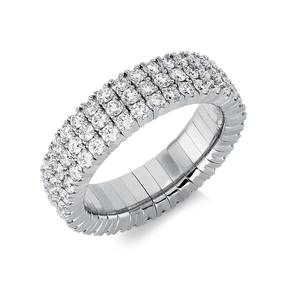 Flex-Ring 3-reihig aus 750 Weißgold 105 Brillanten 2,71ct TW-SI S:6,1mm 4er-Krappe