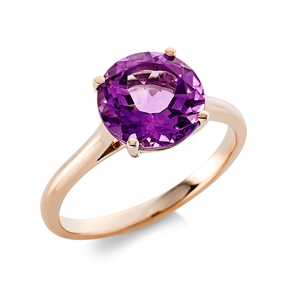 Ring aus 750 Gold Rotgold Amethyst 3ct pink B:9mm 4er-Krappe