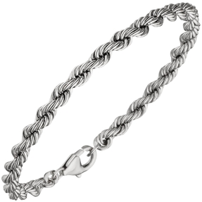 4,3mm Kordel-Armband Armkette Armschmuck aus 925 Silber rhodiniert 19cm