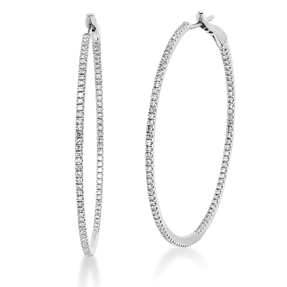 Creolen schmal aus 750 Weißgold 188 Diamanten 0,52ct TW-SI 41,6x1,3mm