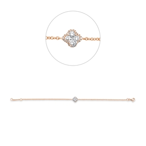 Armband Kleeblatt Blume aus 750 Rotgold 29 Diamanten 0,35ct W-SI L:17cm