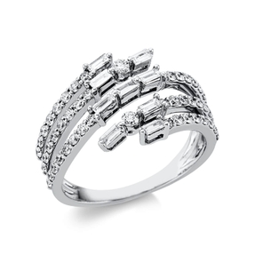 Ring aus 750 Gold Weißgold 29 Diamanten 0,88ct TW-VSI/SI B:12,1mm