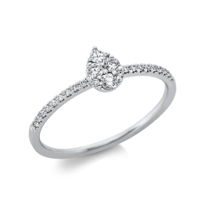 Ring Tropfen aus 750 Gold Weißgold 24 Diamanten 0,2ct TW-SI B:5,9mm