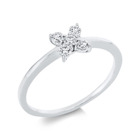 Ring Blume aus 750 Gold Weißgold 5 Brillanten 0,21ct TW-SI B:5,7mm