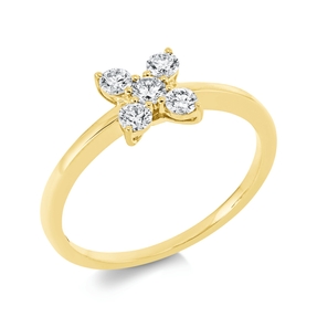 Ring Blume aus 750 Gold Gelbgold 5 Brillanten 0,35ct TW-SI B:6,6mm
