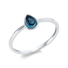 Ring Tropfen aus 750 Gold Weißgold Topas 0,61ct London Blue B:6,9mm