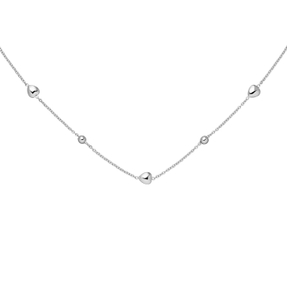 Halskette Collier Rundankerkette Kugeln & Herzen 925 Silber rhodiniert 42-45cm Halskette Collier Rundankerkette Kugeln & Herzen 925 Silber rhodiniert 42-45cm