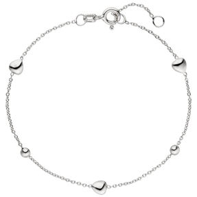 Armband Armkette Rundankerkette mit Kugeln & Herzen 925 Silber rhodiniert 17-19cm Armband Armkette Rundankerkette mit Kugeln & Herzen 925 Silber rhodiniert 17-19cm