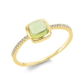 Ring aus 750 Gelbgold Peridot 0,98ct grün 20 Diamanten 0,05ct TW-SI B:6,7mm