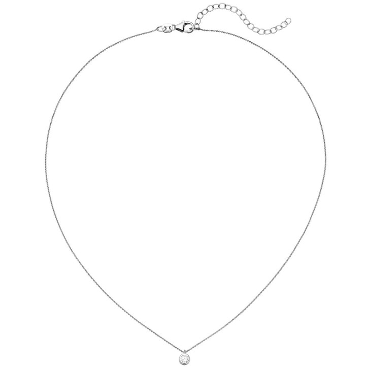 Solitär Collier mit Zirkonia 925 Silber 38-43cm