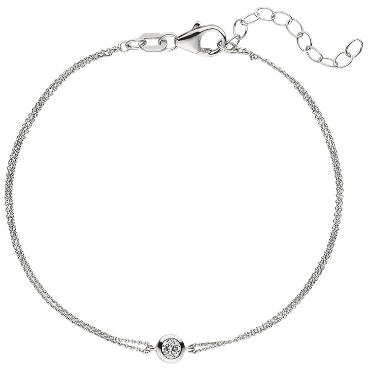 Solitär Armband mit Zirkonia 925 Silber 16-19cm
