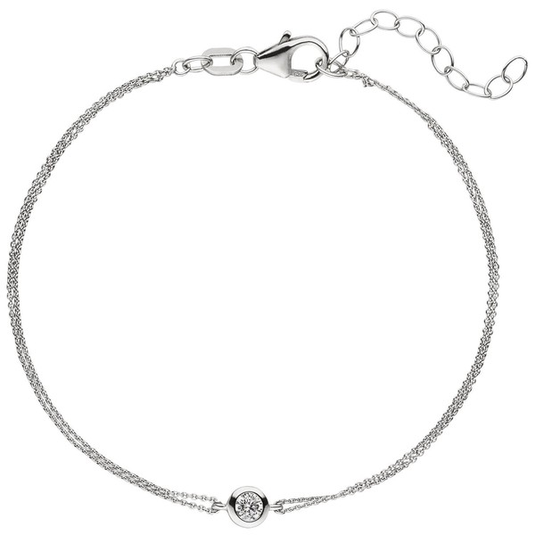 Solitär Armband mit Zirkonia 925 Silber 16-19cm