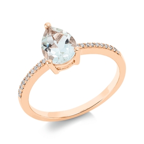 Ring Tropfen 750 Rotgold Amethyst 1,03ct grün 20 Diamanten 0,07ct TW-SI B:8,9mm Ring Tropfen 750 Rotgold Amethyst 1,03ct grün 20 Diamanten 0,07ct TW-SI B:8,9mm