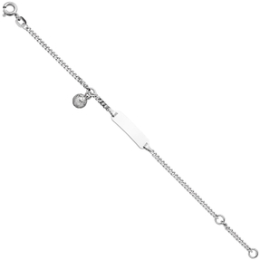 ID Armband mit Gravurplatte Schildband Fußball 925 Silber 12-14cm Kinder